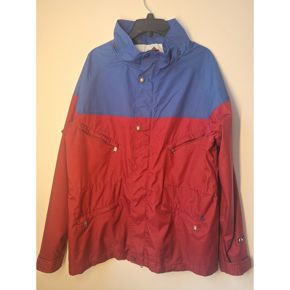 Volcom Outdoor Costa Mesa Colorblock Jacket Mens Large Blue Burgundy Hiking Coat